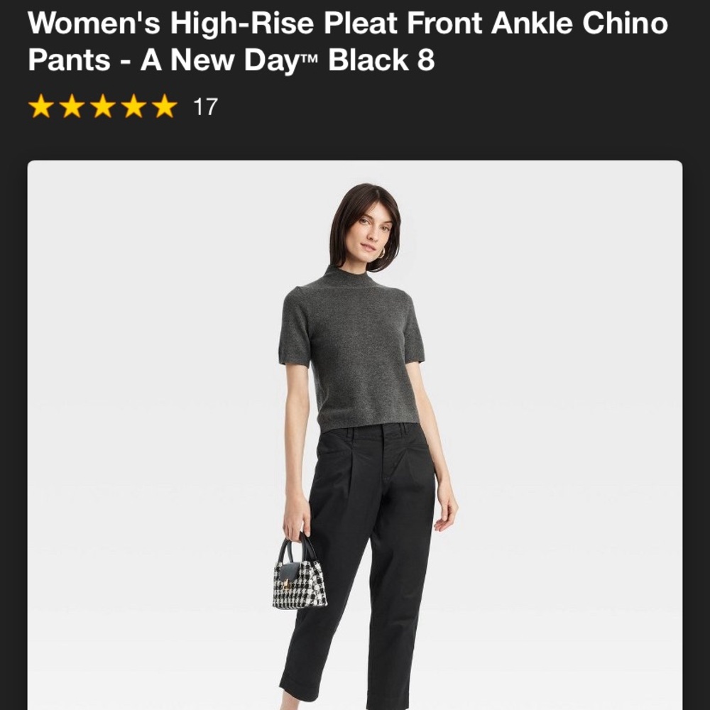Women’s high rise pleat front chino pant